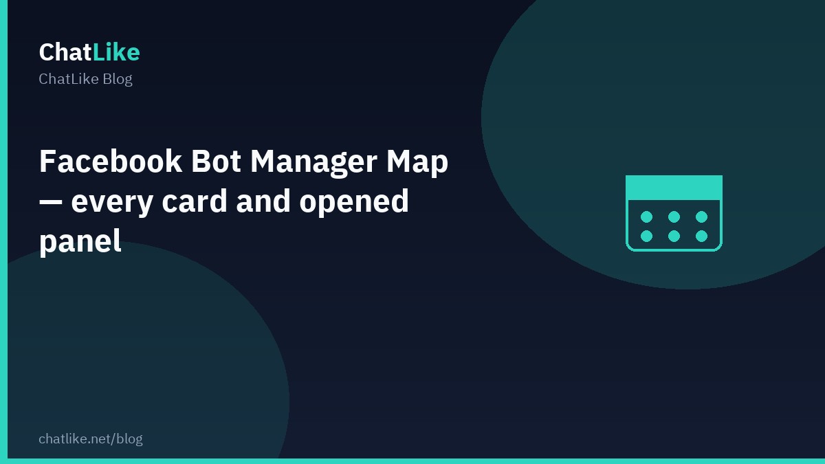 Facebook Bot Manager Map — every card and opened panel