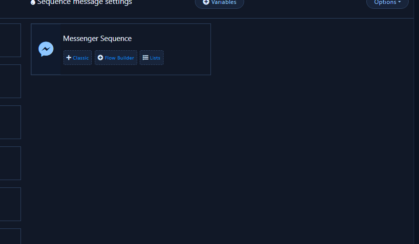 Sequence Message Settings: Classic, flow builder, Lists