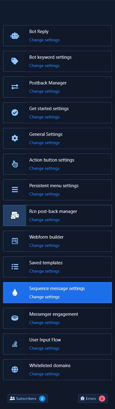 After Change settings — Messenger Sequence: Classic / Flow Builder / Lists