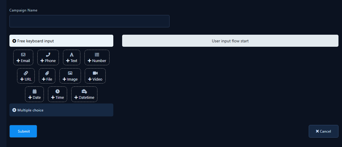 Classic input builder field types and Submit