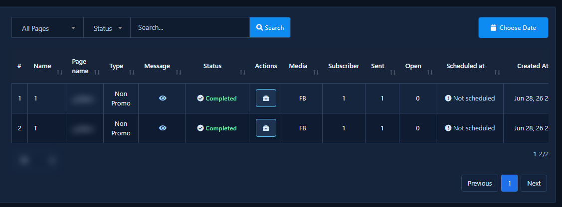Subscriber broadcast campaign list