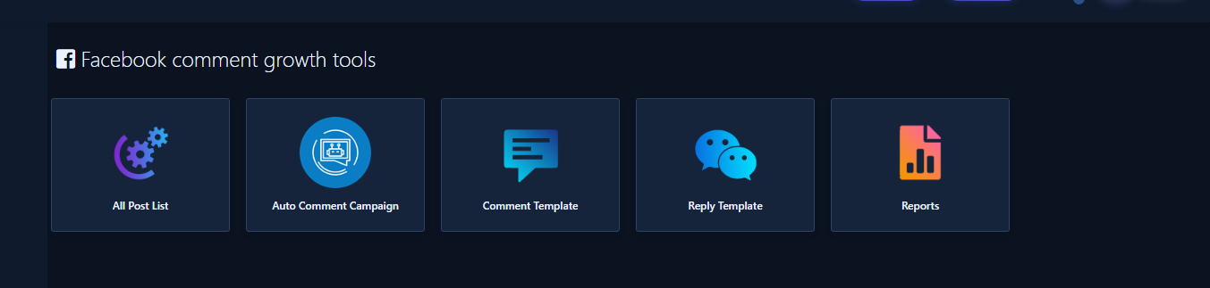Facebook Comment Growth Tools with Reports card