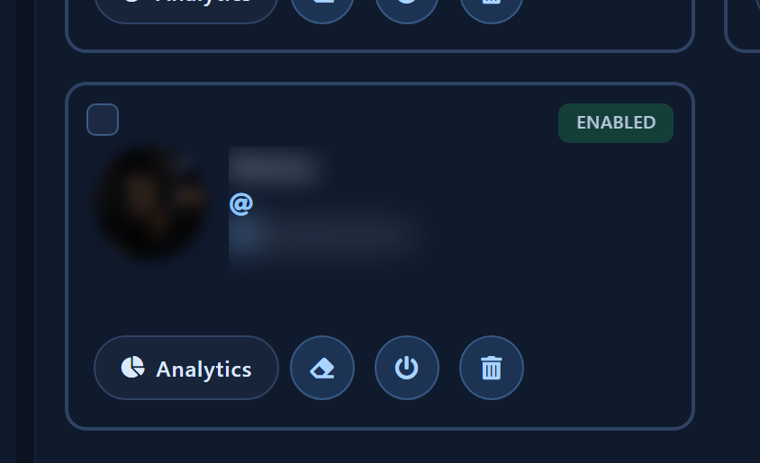 Page card in the Enabled state