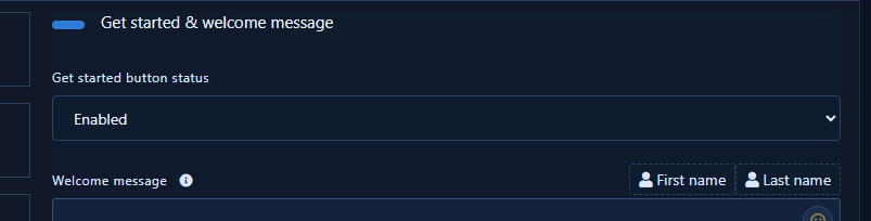 Close-up of Get started button status set to Enabled