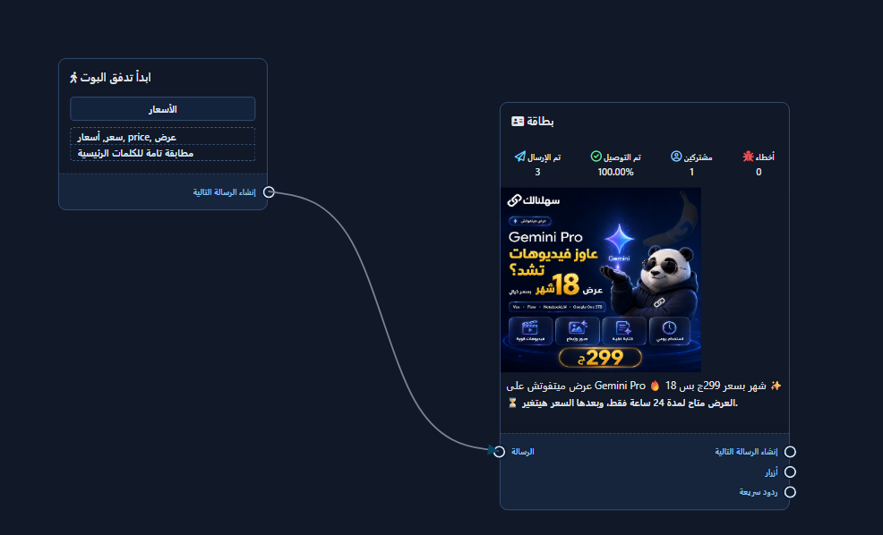 تدفق محفوظ: كلمات سعر/أسعار/price/عرض مع مطابقة تامة متصلة بعقدة بطاقة