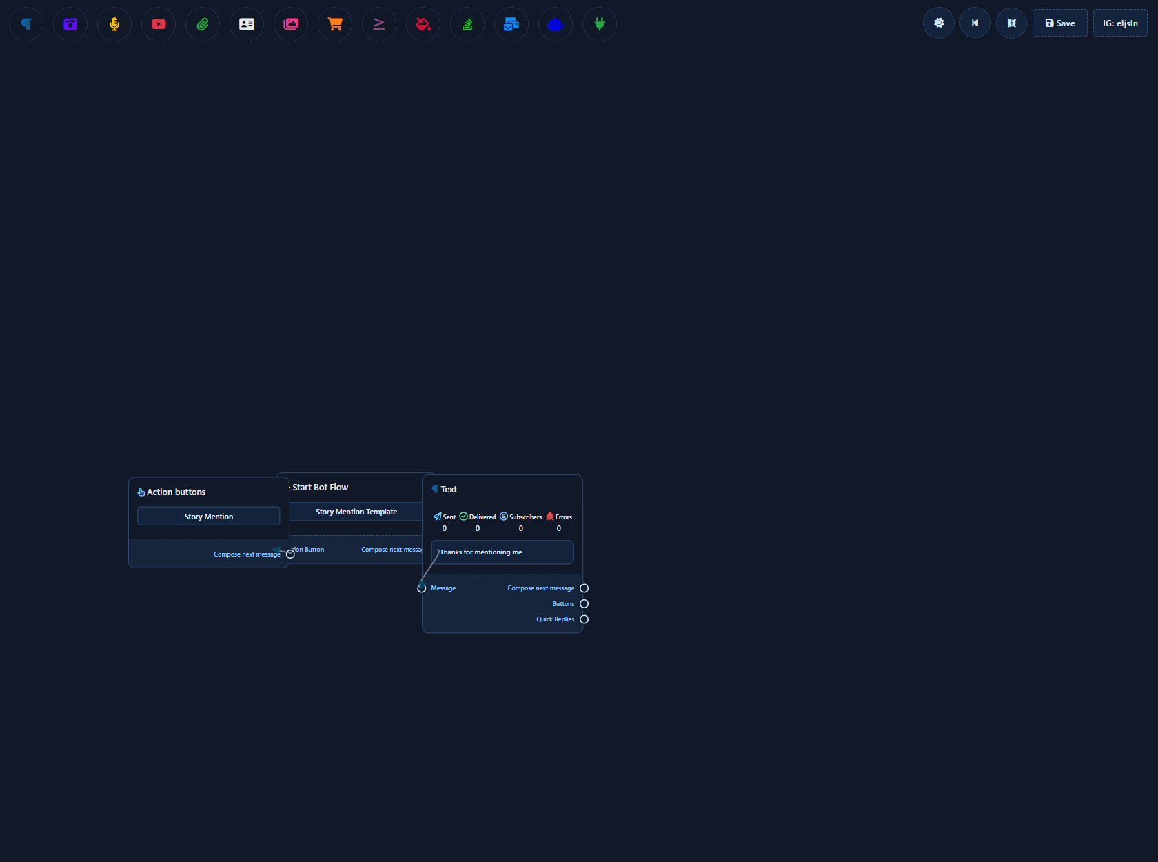 Story Mention Template editor open