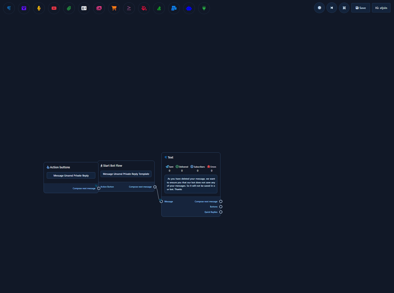 Message Unsend Private Reply Template editor open