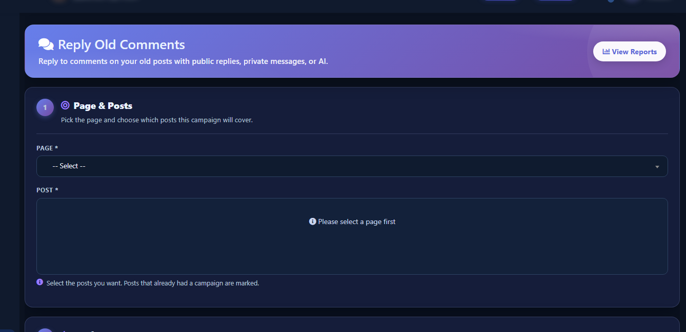 Reply Old Comments hub with hero and Page & Posts card